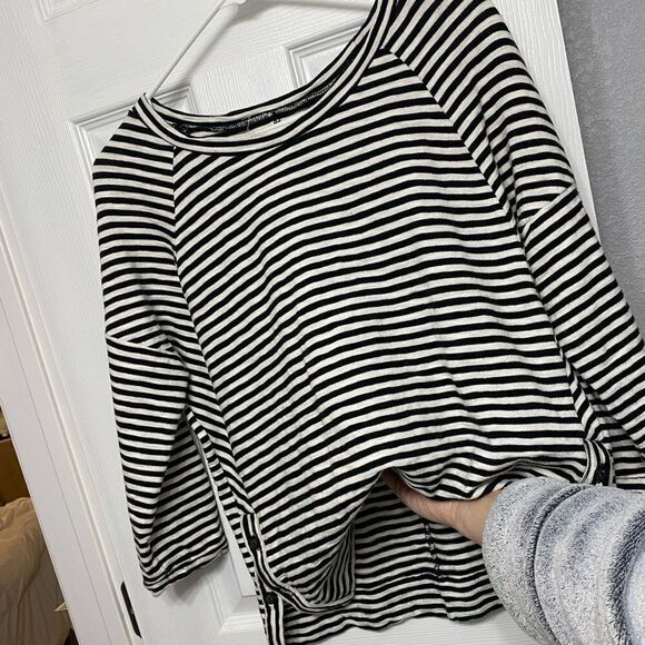 Madewell Black And White Striped Side Button Shirt Small - Picture 7 of 10